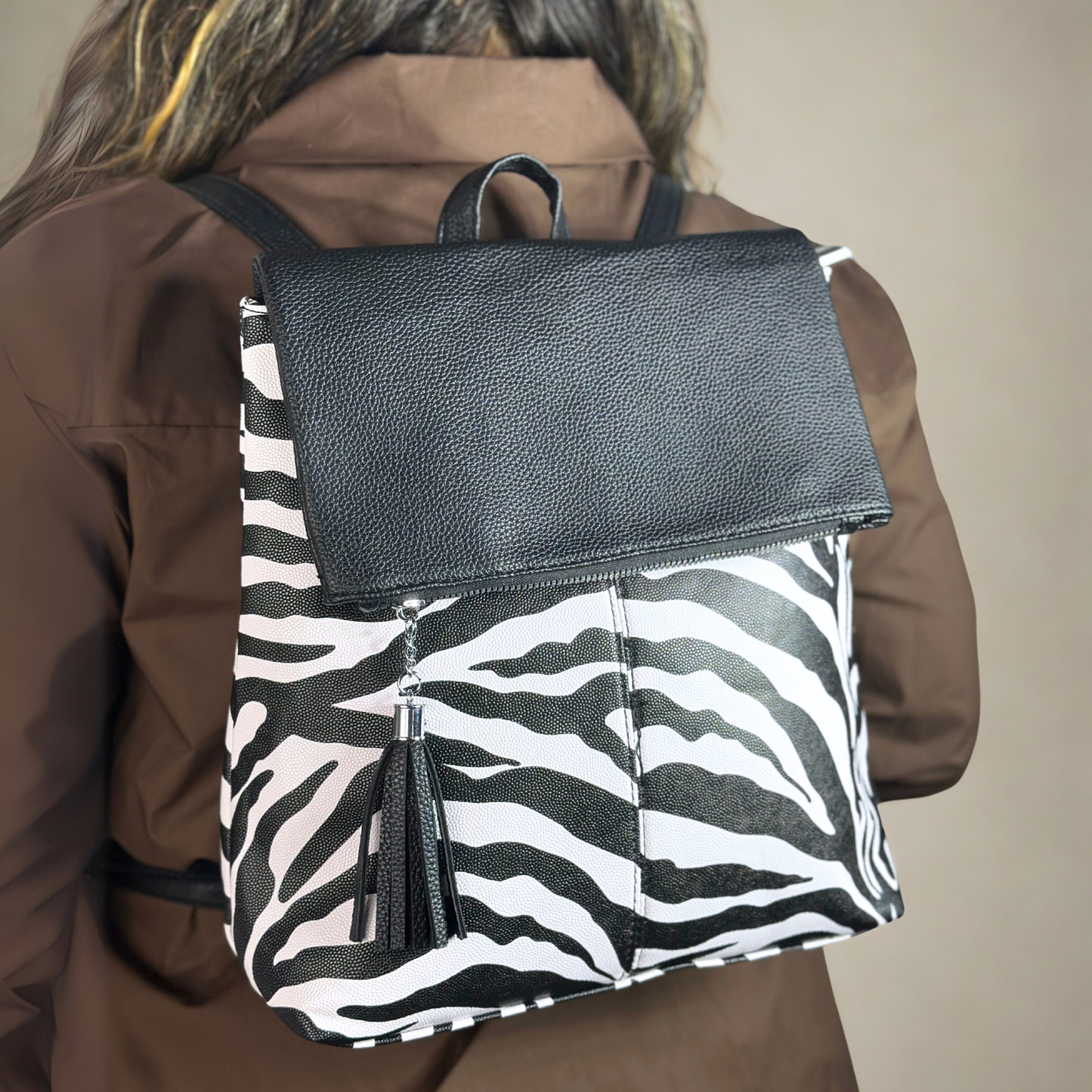 Zaino zebra bianco e nero