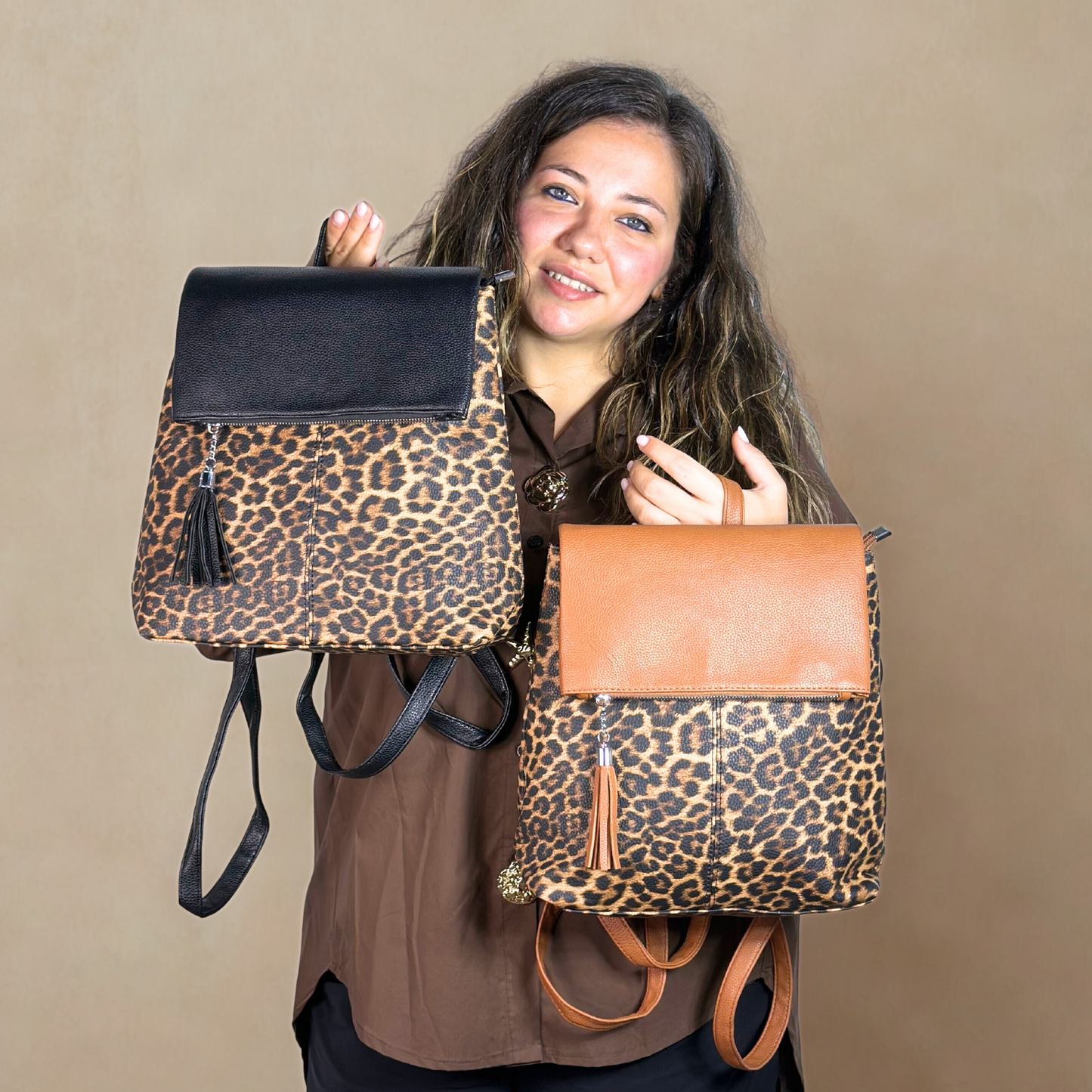 Zaino animalier cuoio