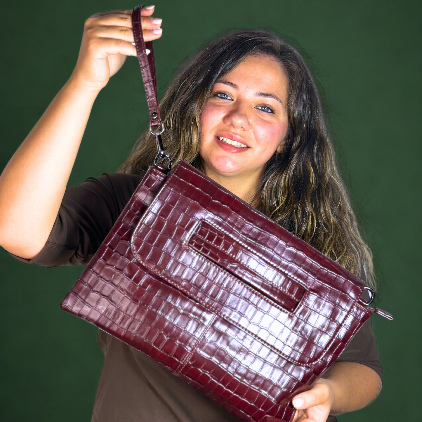 Pochette eco coccodrillo bordeaux
