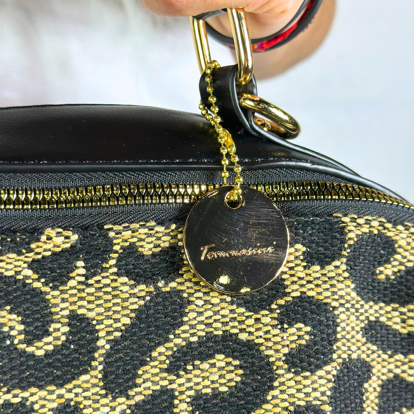 Maxi borsa animalier a tracolla nera