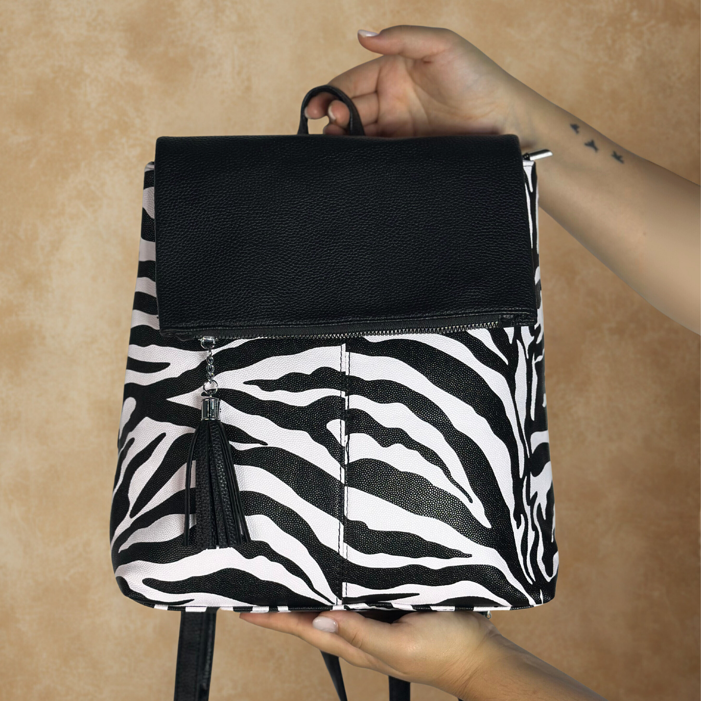 Zaino zebra bianco e nero