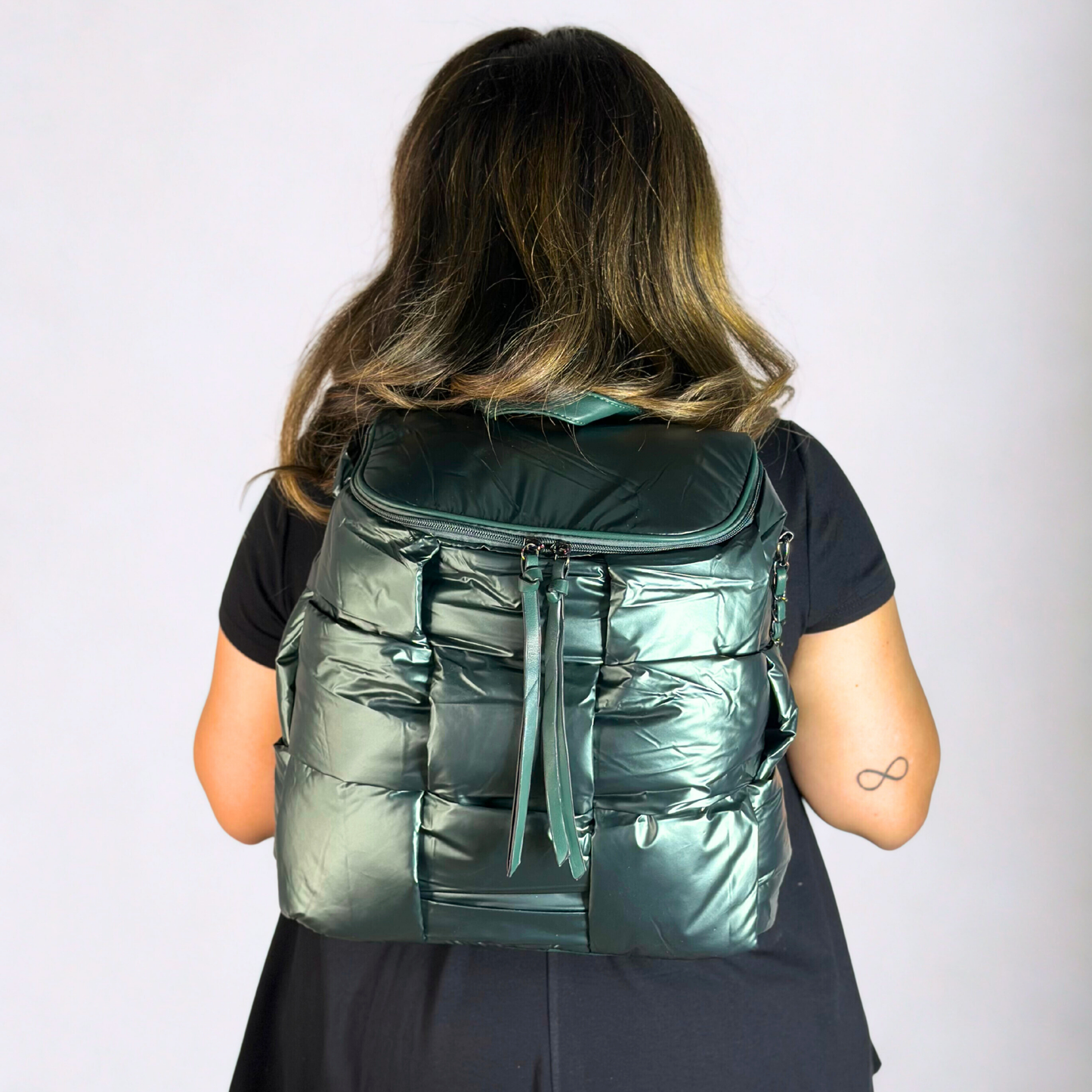 Zaino-borsa imbottita verde ottanio