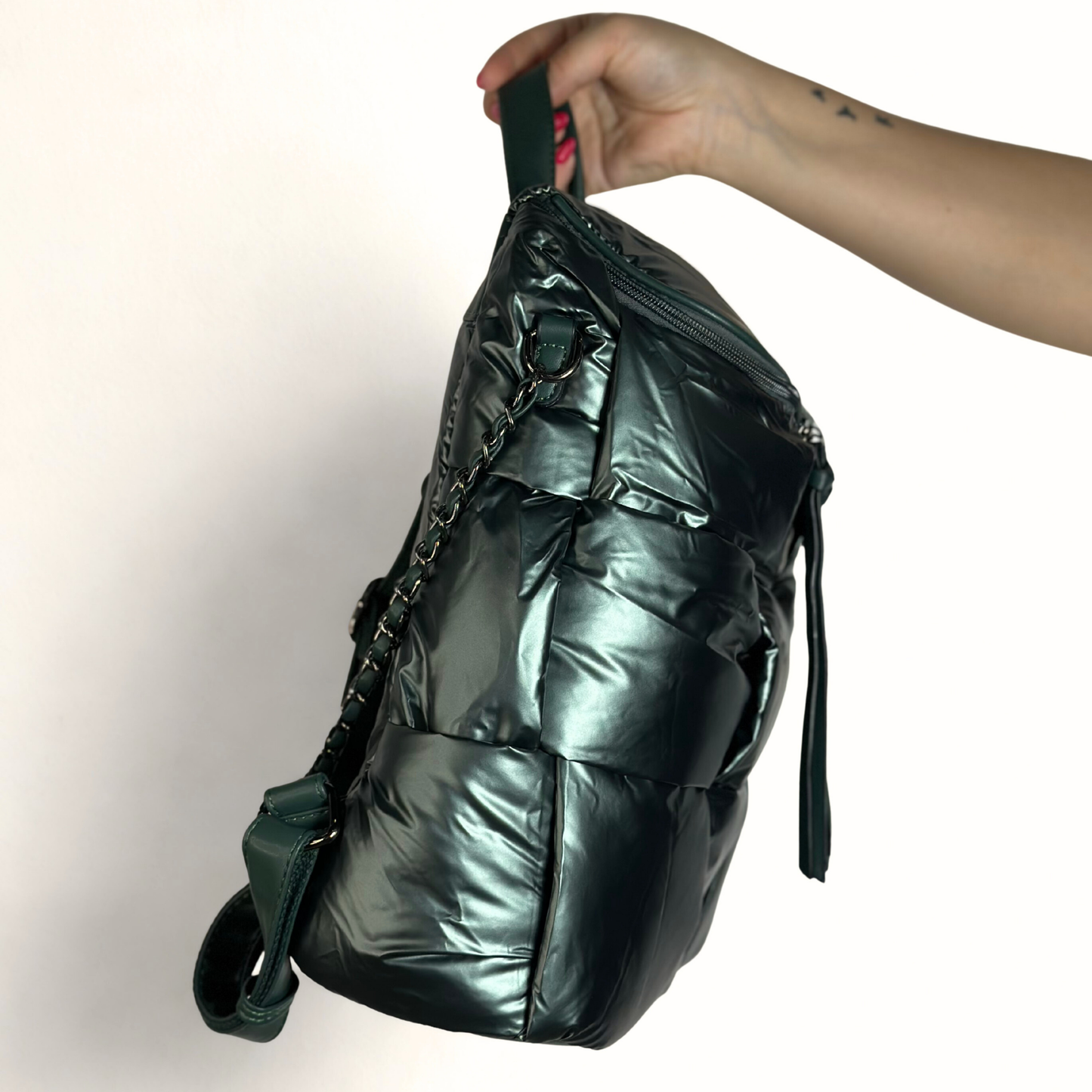 Zaino-borsa imbottita verde ottanio