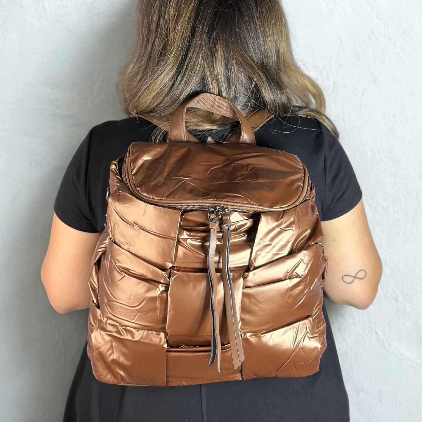Zaino-borsa bronzo metallico