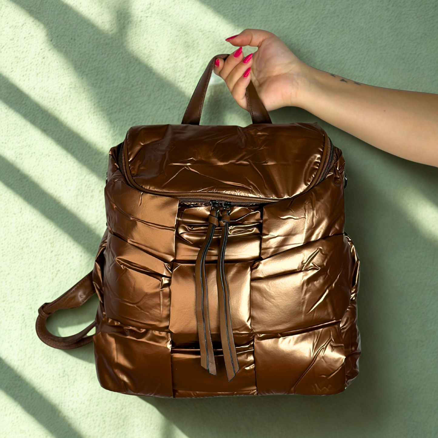 Zaino-borsa bronzo metallico