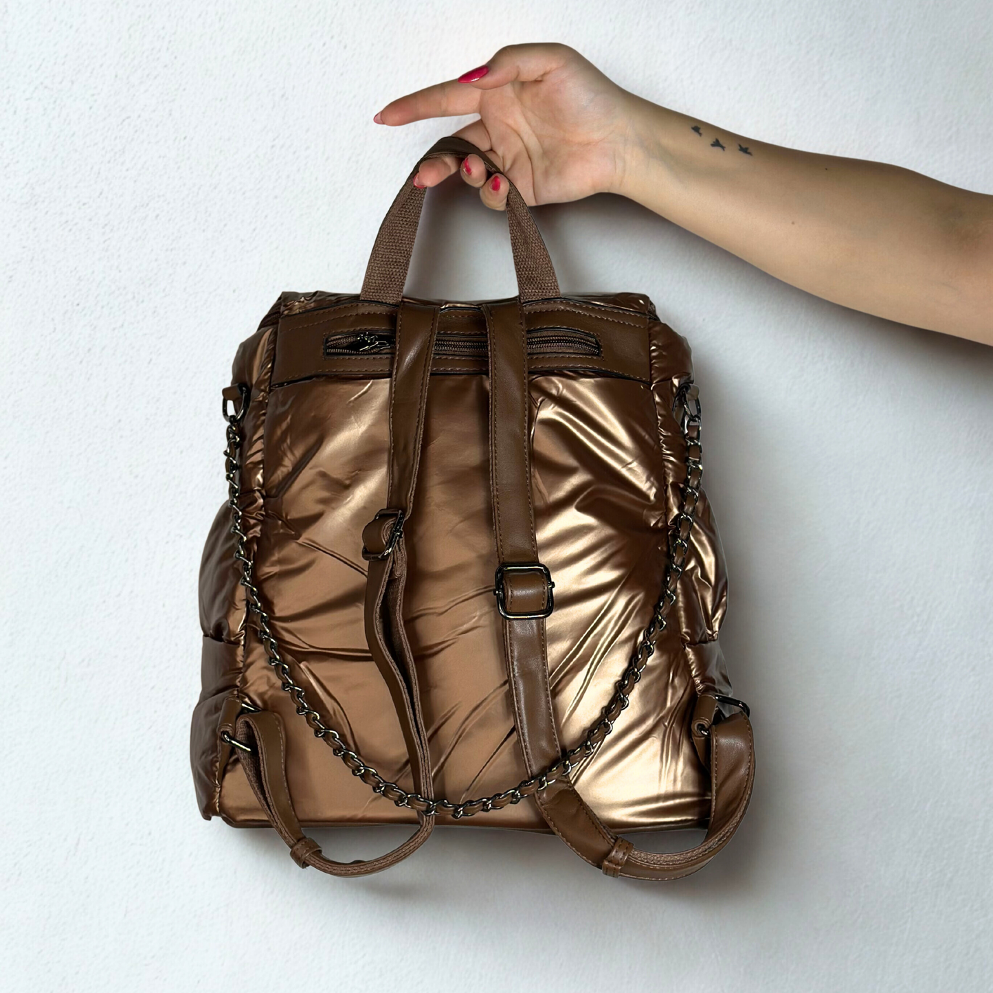 Zaino-borsa bronzo metallico