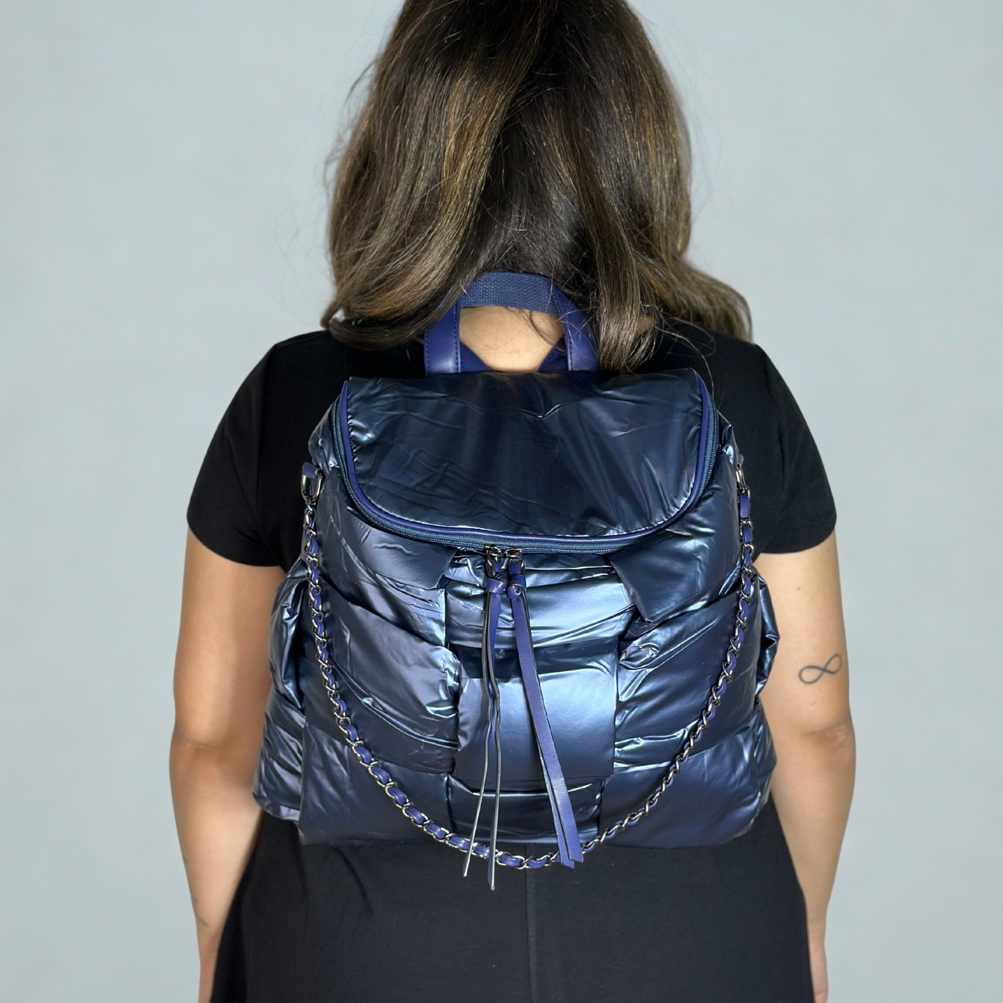 Zaino-borsa blu imbottito