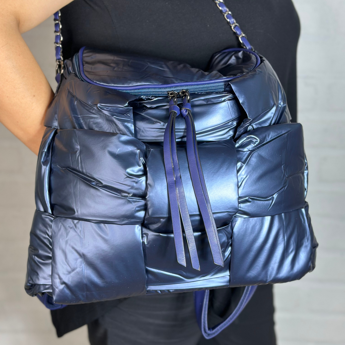 Zaino-borsa blu imbottito
