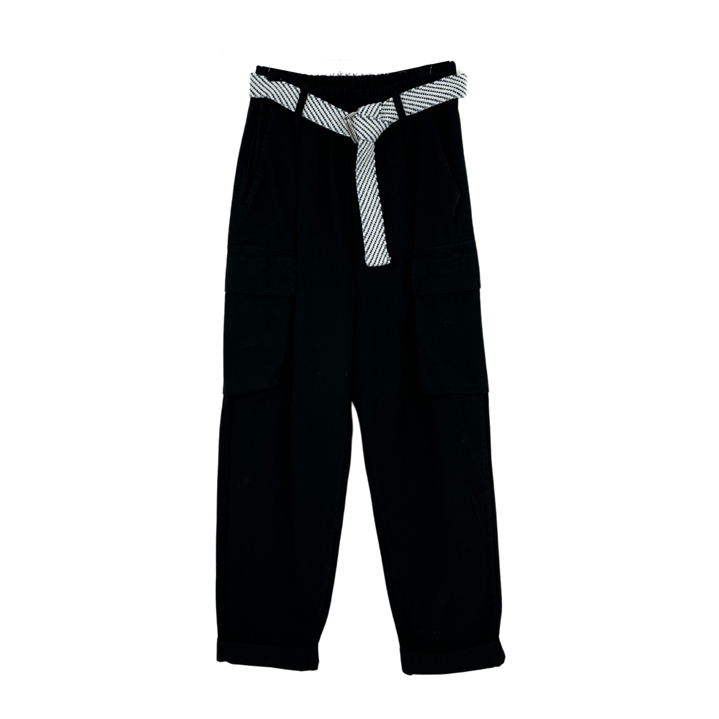 Pantaloni cargo con tasconi laterali e cinta a contrasto