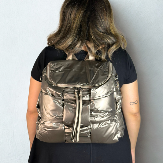 Zaino-borsa imbottito oro