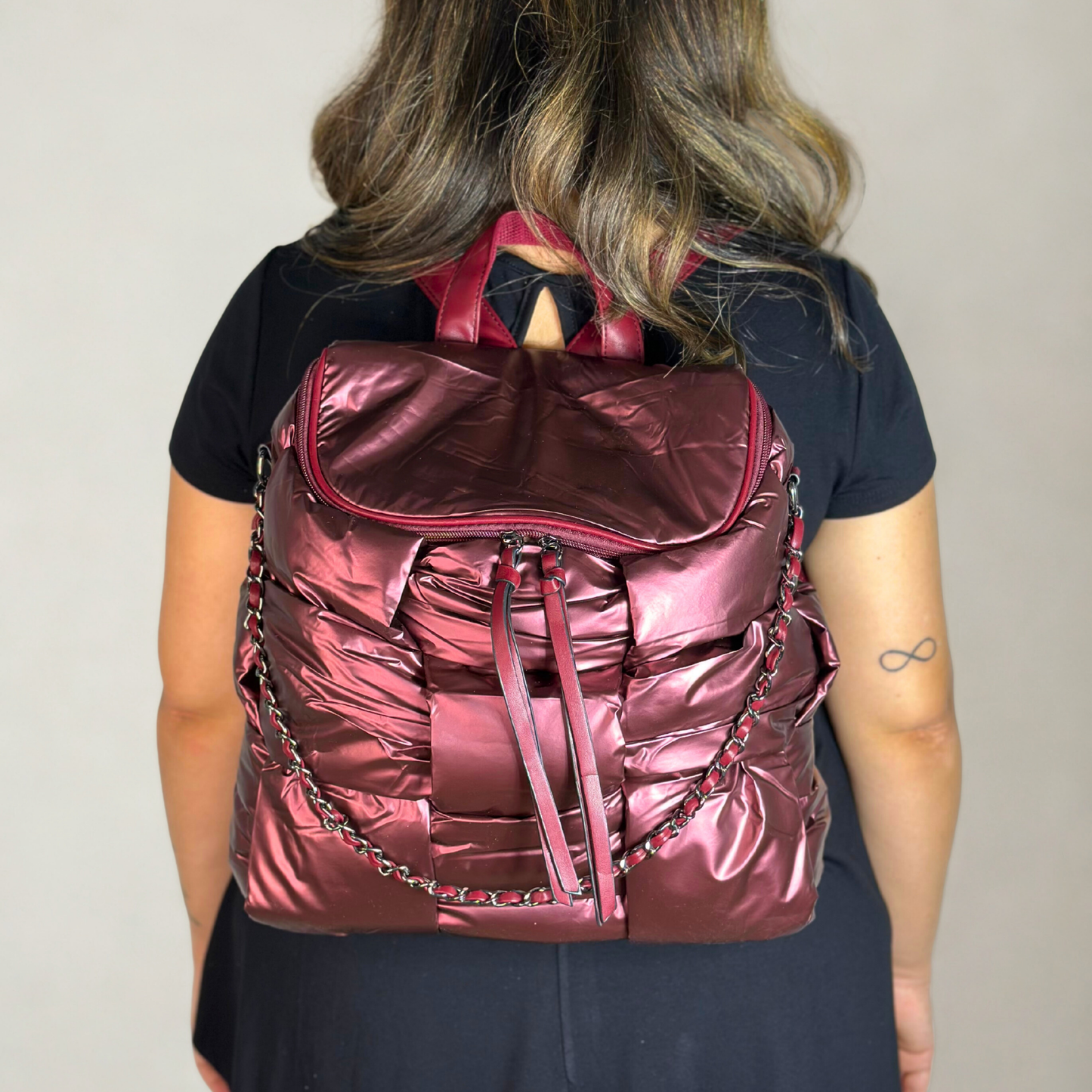Zaino-borsa imbottito bordeaux
