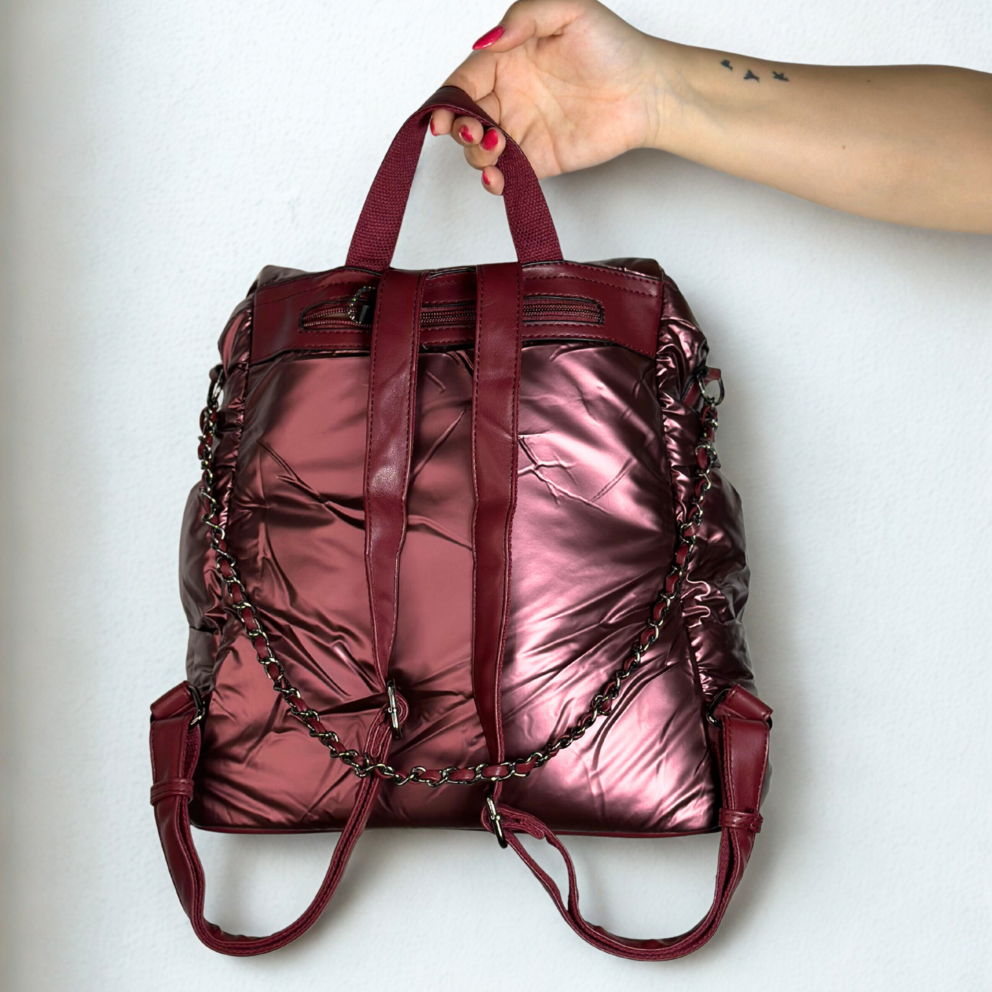 Zaino-borsa imbottito bordeaux