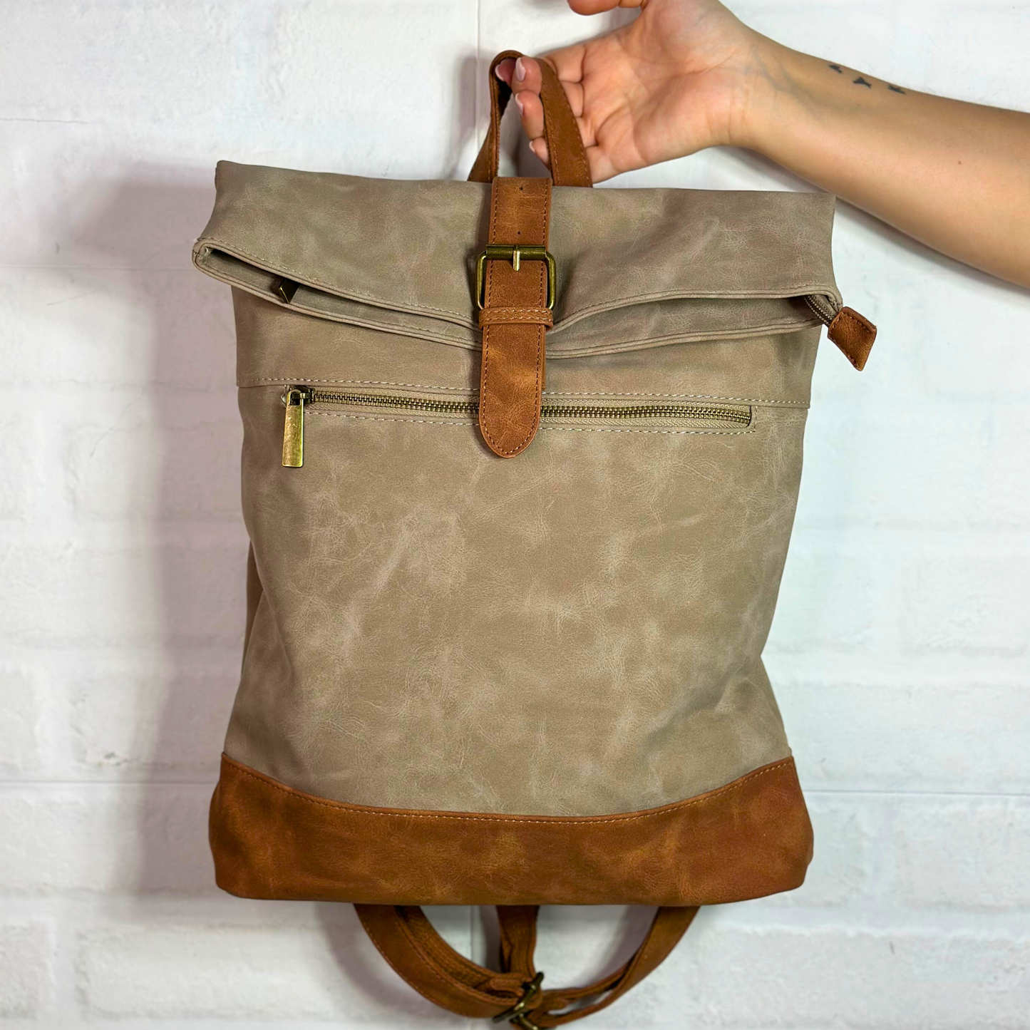 Zaino beige delavè