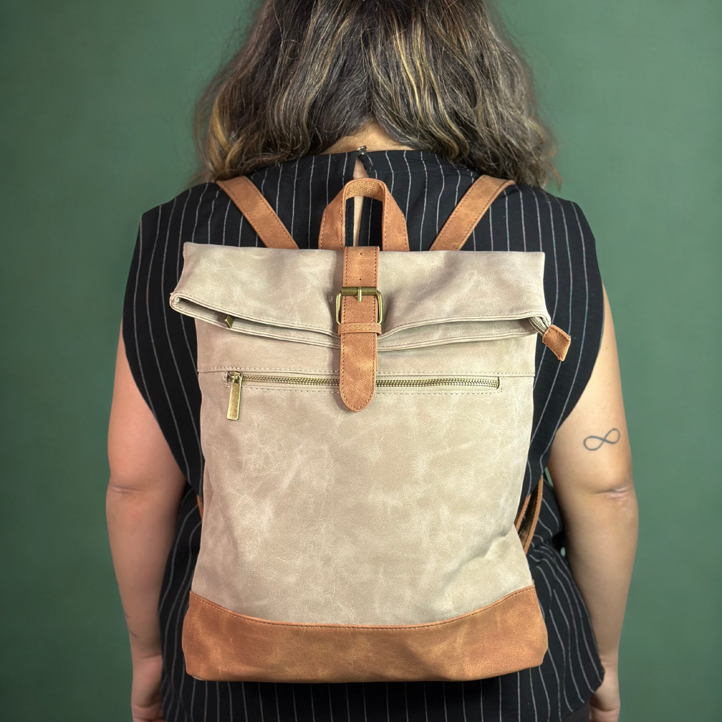 Zaino beige delavè