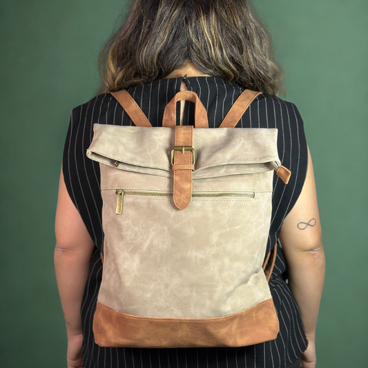 Zaino beige delavè