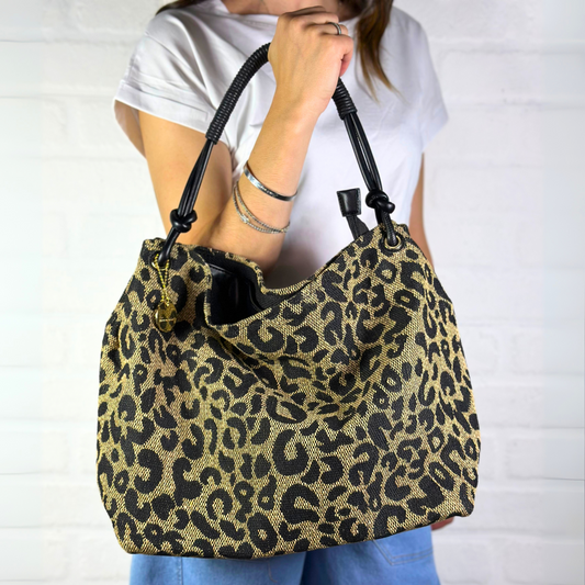 Borsa hobo animalier nera