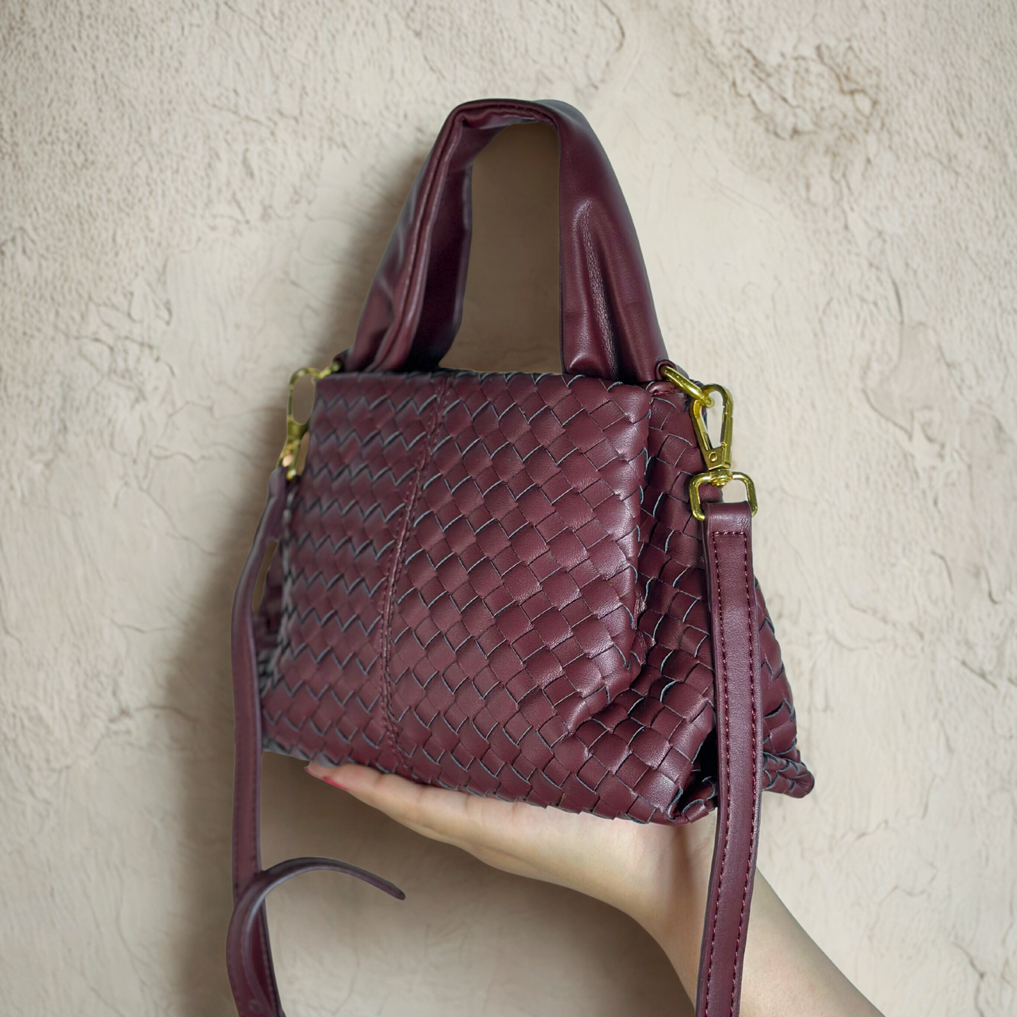 Borsetta intrecciata bordeaux