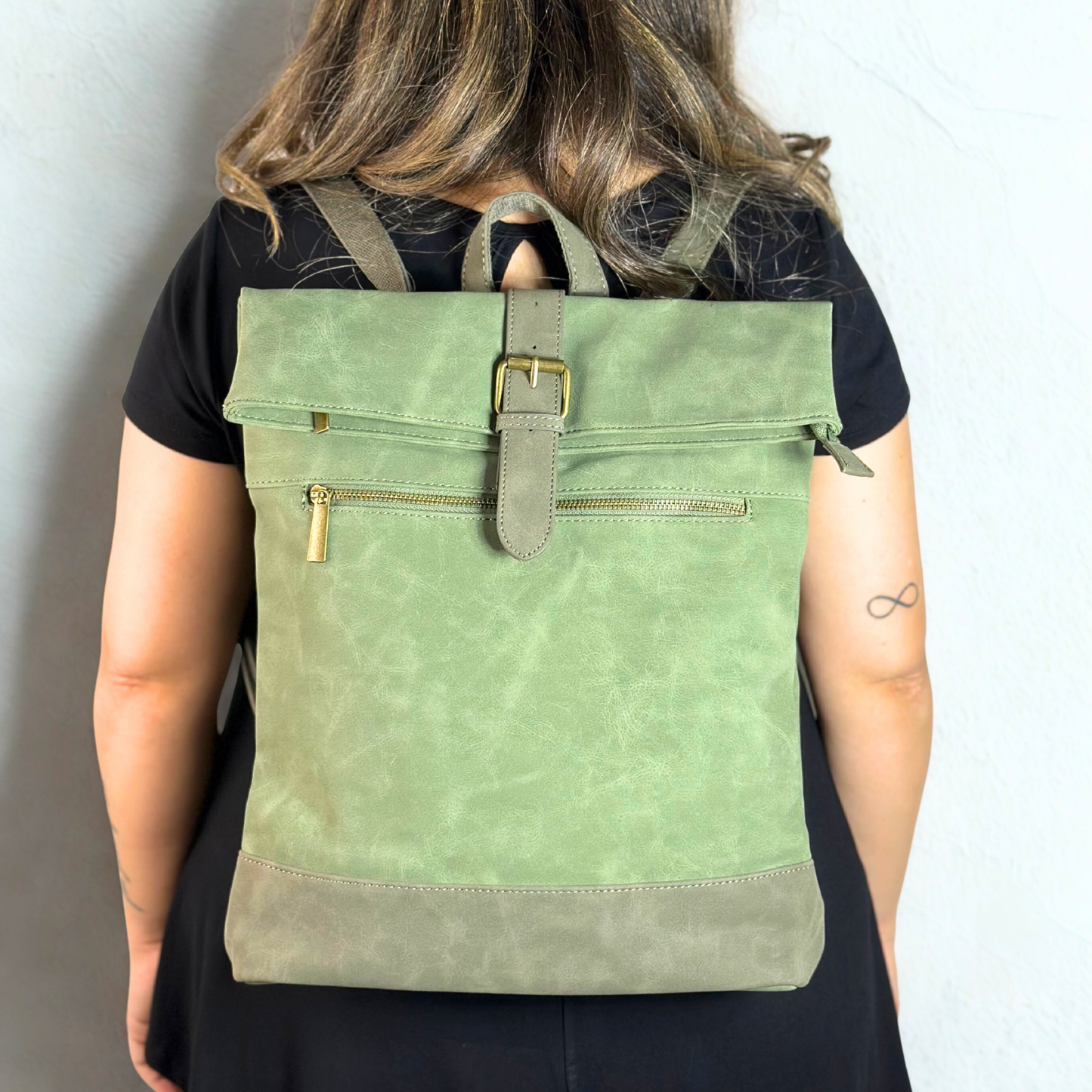 Zaino verde delavè