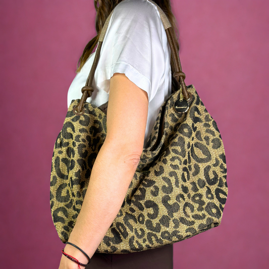 Borsa hobo animalier marrone